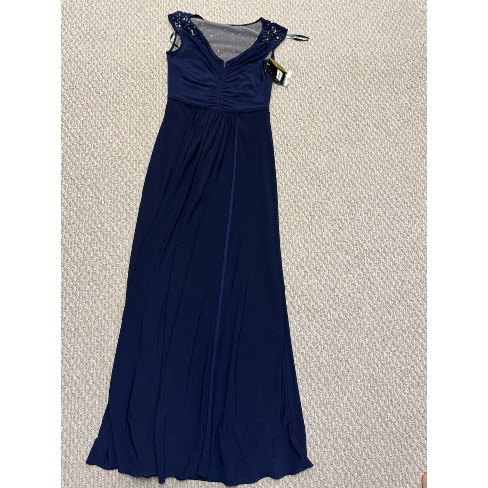 Ignite Evenings By Carol Lin NWT Size 10 Missy Navy Twist Front Yoke